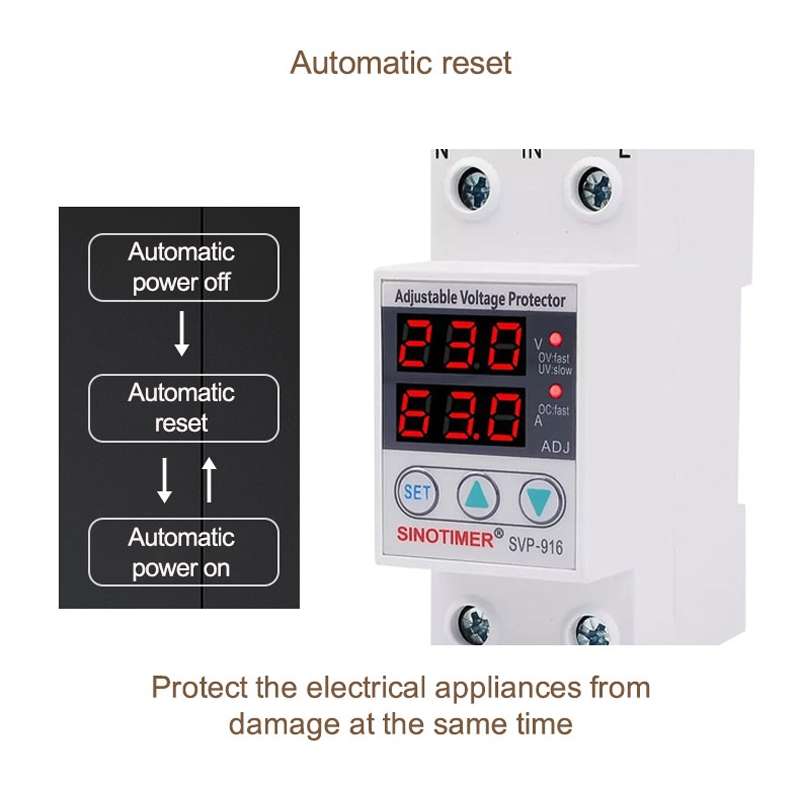 SINOTIMER SVP-916 Adjustable Self-resetting Over-voltage Under-voltage Protector, Current: 80A