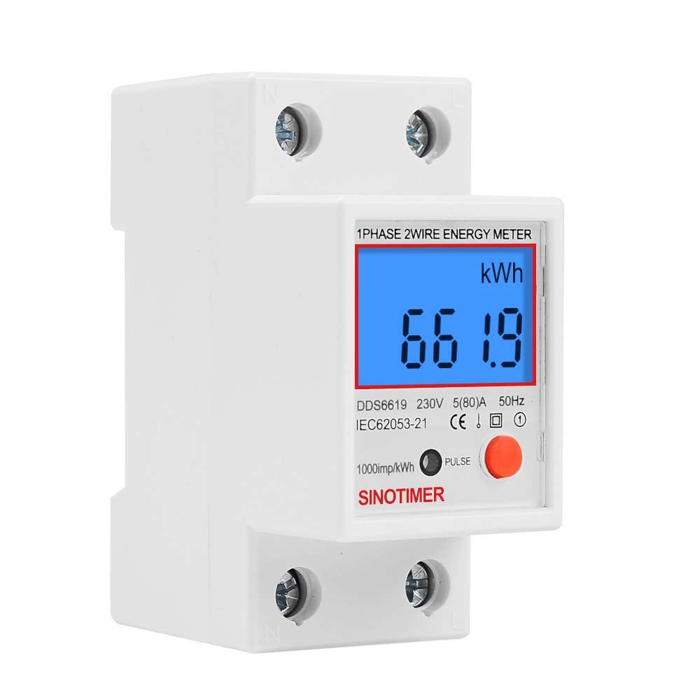 SINOTIMER DDS6619-012 Backlight Display Household Single-phase Rail Energy Meter 5-80A(230V 50Hz)