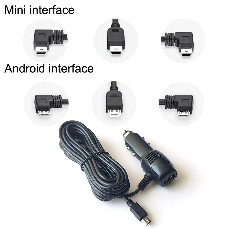 2 PCS Car Charger Fast Charging Driving Recorder Supply Line, Style: 1.5A+2.4A(Mini Right Bend)