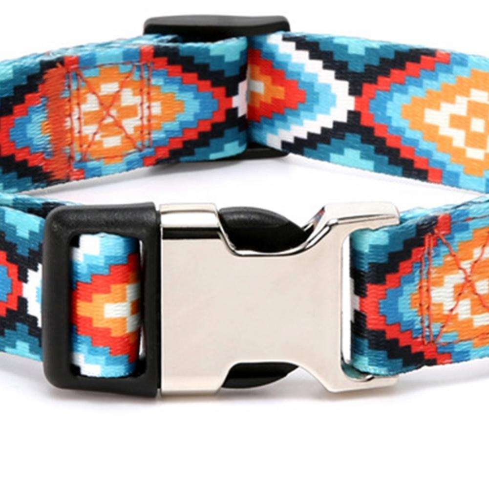 Pet Ethnic Style Polyester Cotton Print Pattern Collar, Size: S: 1.5x27-43cm(Diamond)