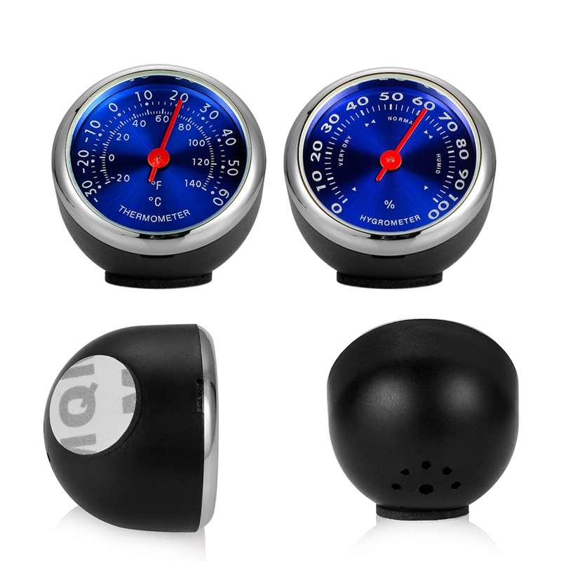 Mini Car Dashboard Thermometer Hygrometer Mechanical Decoration(Blue Temperature)