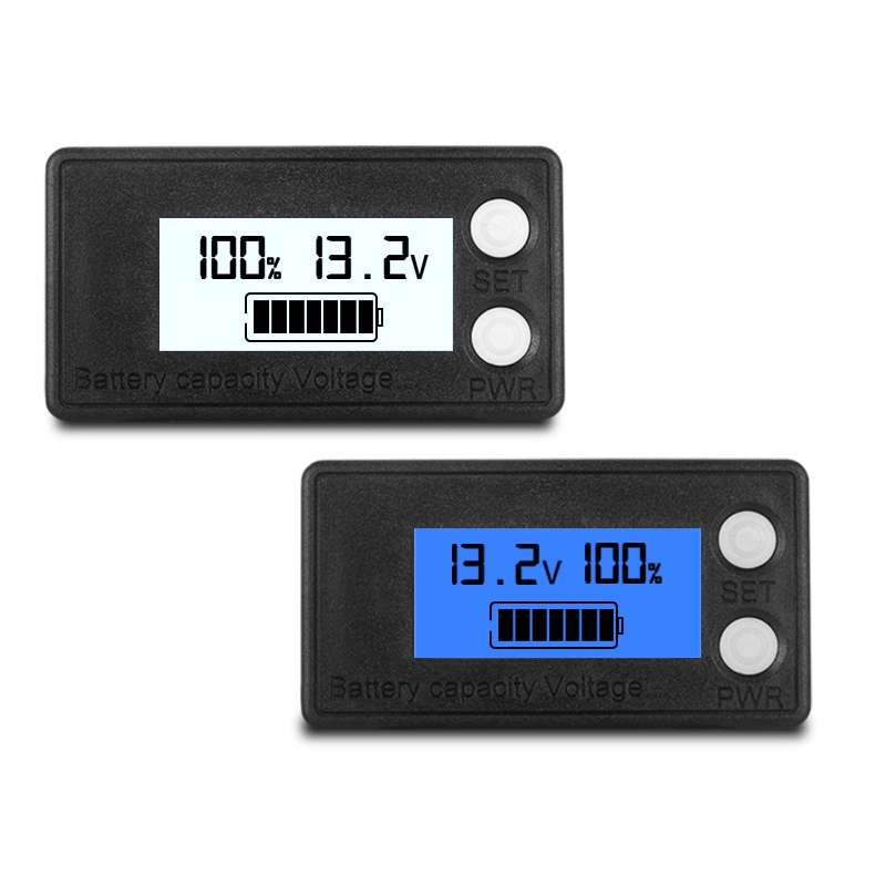 Waterproof LCD Two-wire Lead-acid Lithium Battery Digital Display Voltage Meter 8-72V (White)