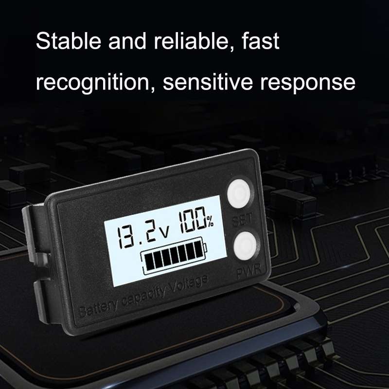 Waterproof LCD Two-wire Lead-acid Lithium Battery Digital Display Voltage Meter 8-72V (White)