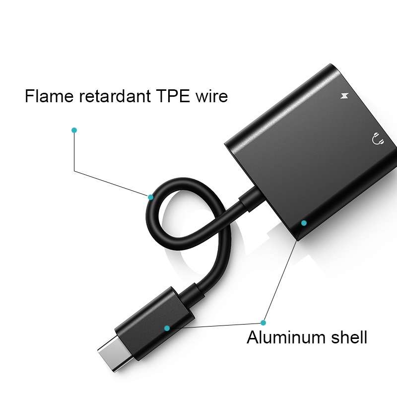 2 In 1 Type-C/USB-C PD 60W Digital Audio Adapter, Spec: 2-Type-C (Black)
