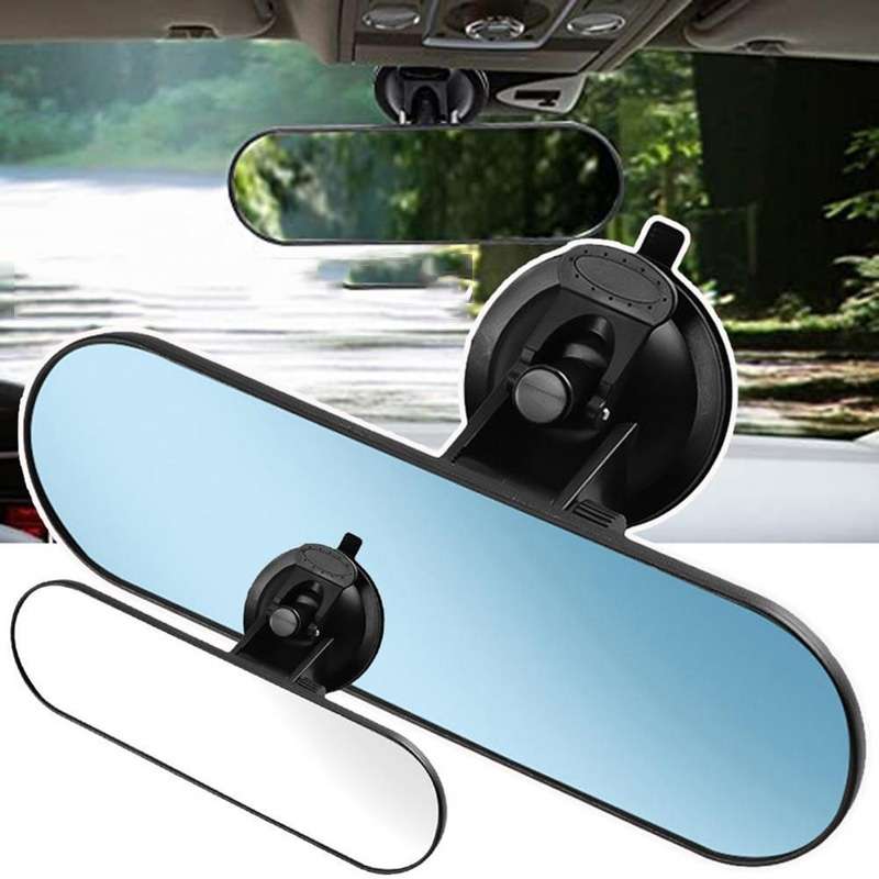 CZC-220 Car Strong Suction Cup Big Vision Flat Rearview Mirror(Blue Mirror)