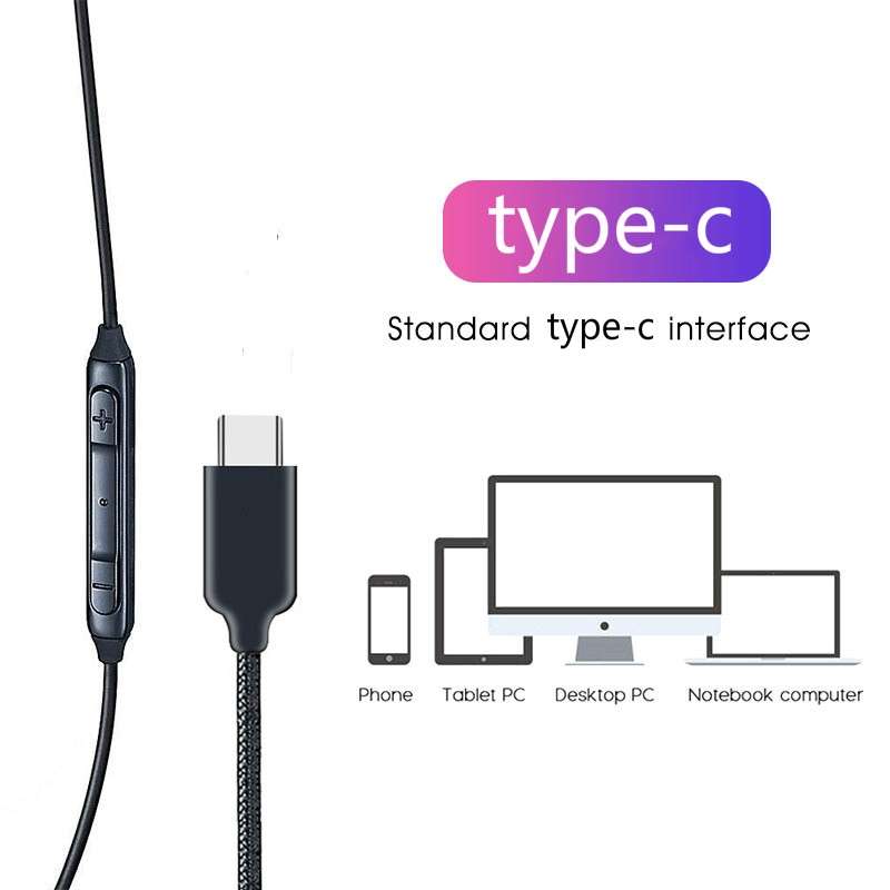 115 Type-C Digital Chip Wire-controlled Headphones For Samsung Note 10 (White)