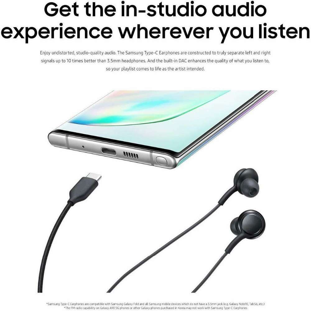 115 Type-C Digital Chip Wire-controlled Headphones For Samsung Note 10 (White)