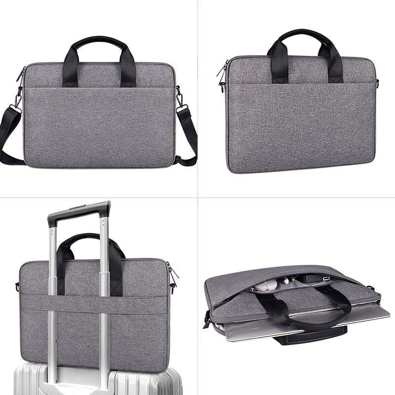 ST09 Portable Single-shoulder Laptop Bag, Size: 14.1-15.4 inches(Gray with Shoulder Strap)