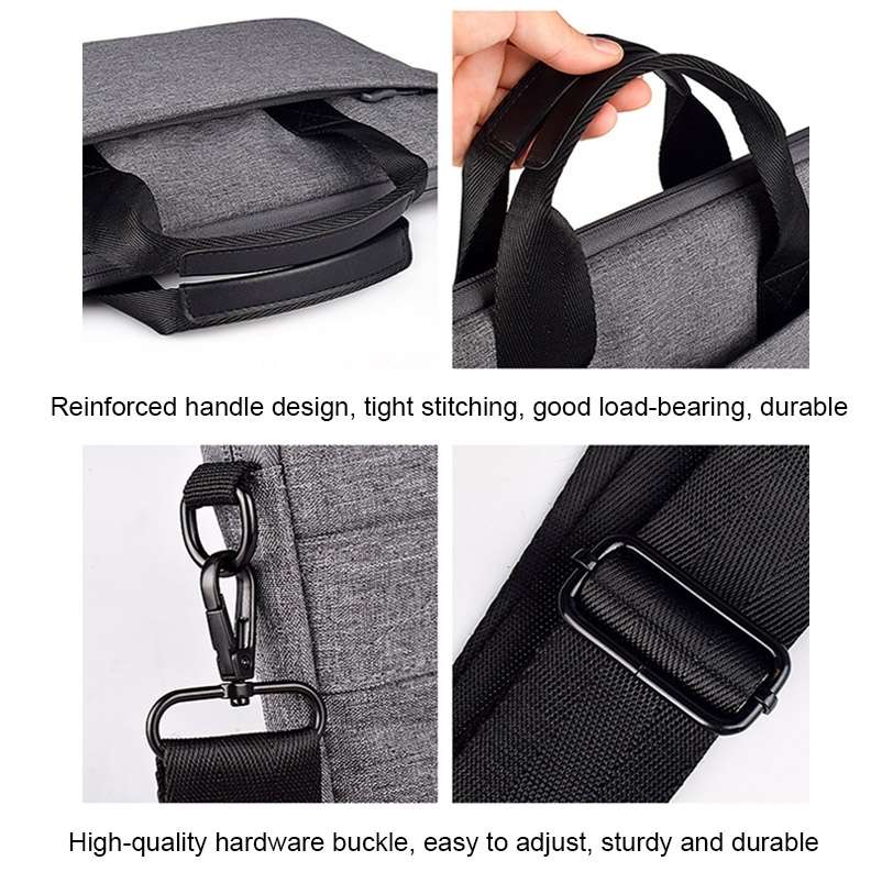 ST09 Portable Single-shoulder Laptop Bag, Size: 14.1-15.4 inches(Gray with Shoulder Strap)