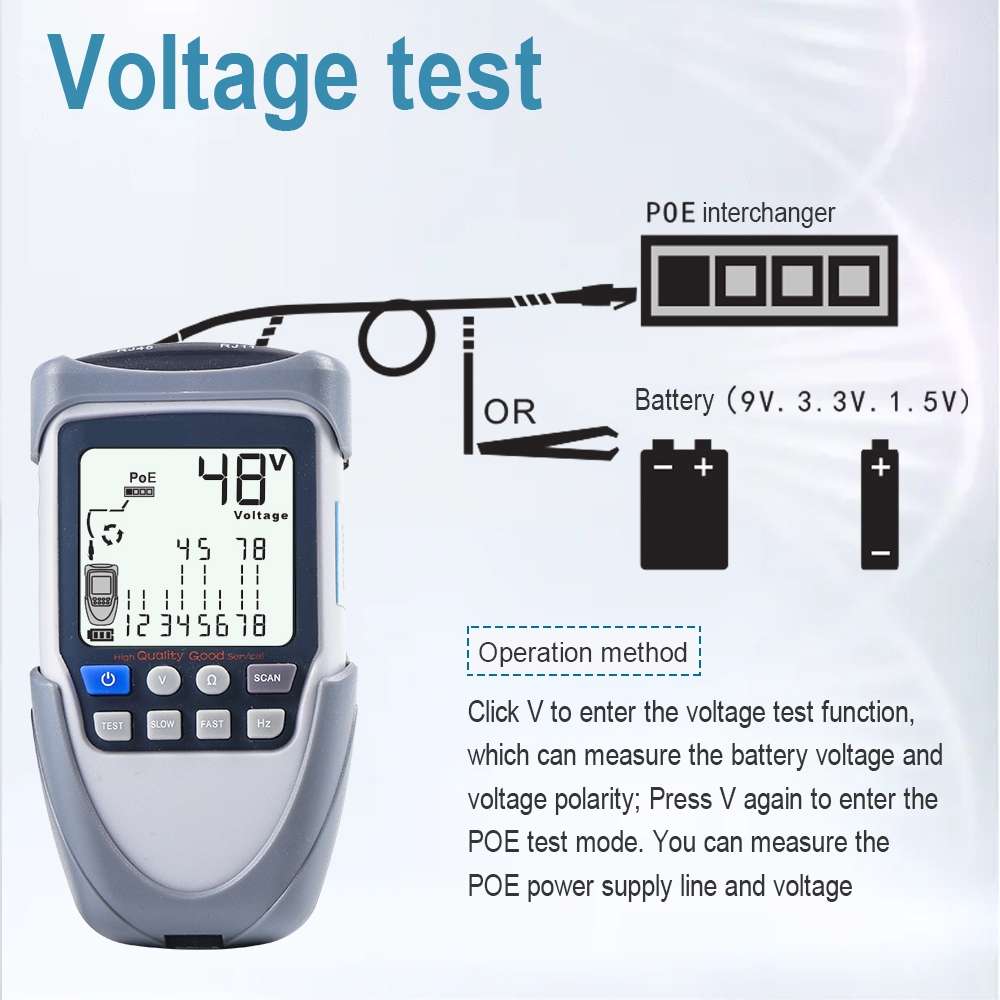 ET612 Network Cable Tester Wire Tracker Battery Voltage POE Test Multi-function Cable Tester