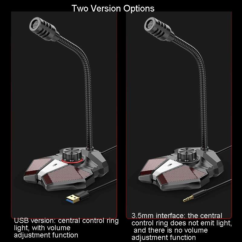 3.5mm JK Omni-directional Pick-up Microphone Built-in Sound Card Flexible Gaming Mic