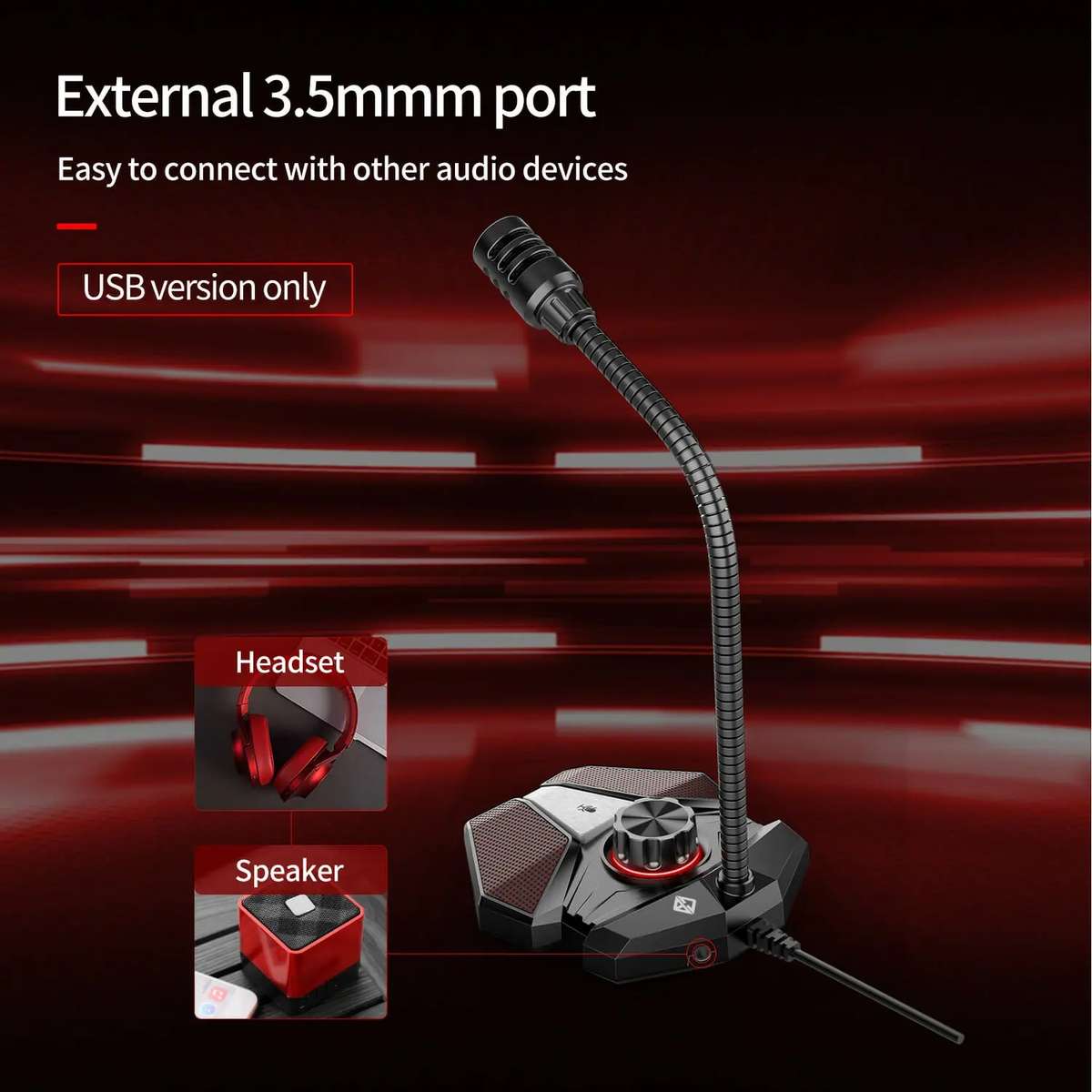 3.5mm JK Omni-directional Pick-up Microphone Built-in Sound Card Flexible Gaming Mic