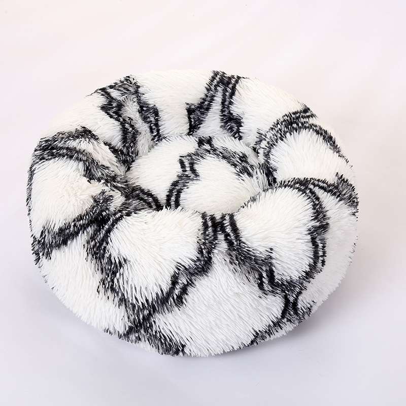 Long-haired Round Pet Kennel Warm Pet Bed, Specification: 40cm(Gray)