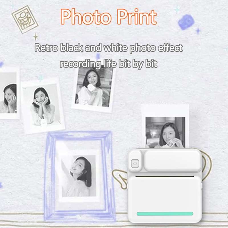 C19 200DPI Student Homework Printer Bluetooth Inkless Pocket Printer Pink