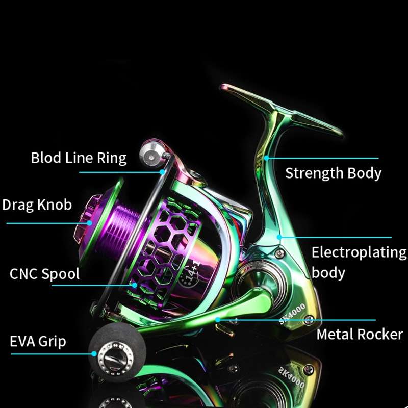 Colorful Metal Fish Line Wheel Long Throw Sea Rod Spinning Wheel, Specification: SK5000