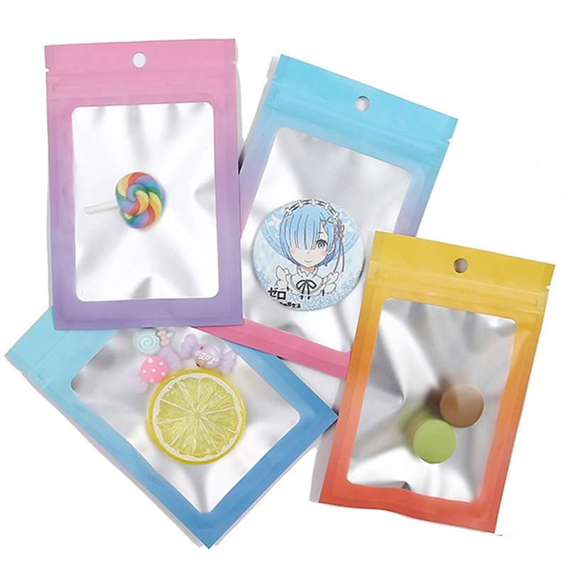 100PCS Aluminum Foil Ziplock Bag Jewelry Sealed Packaging Bag, Size: 7.5x10cm (Blue Gradient)