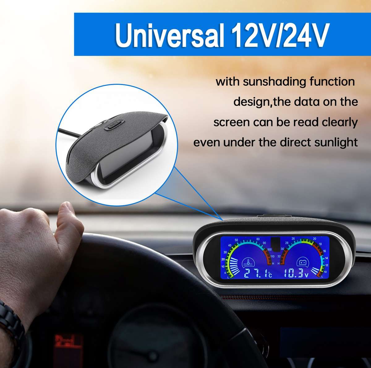 Agricultural Vehicle Car Modification Instrument, Style: Oil Meter (NPT1/4) With Voltage