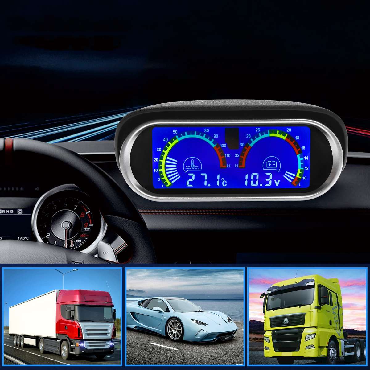 Agricultural Vehicle Car Modification Instrument, Style: Oil Meter (NPT1/4) With Voltage