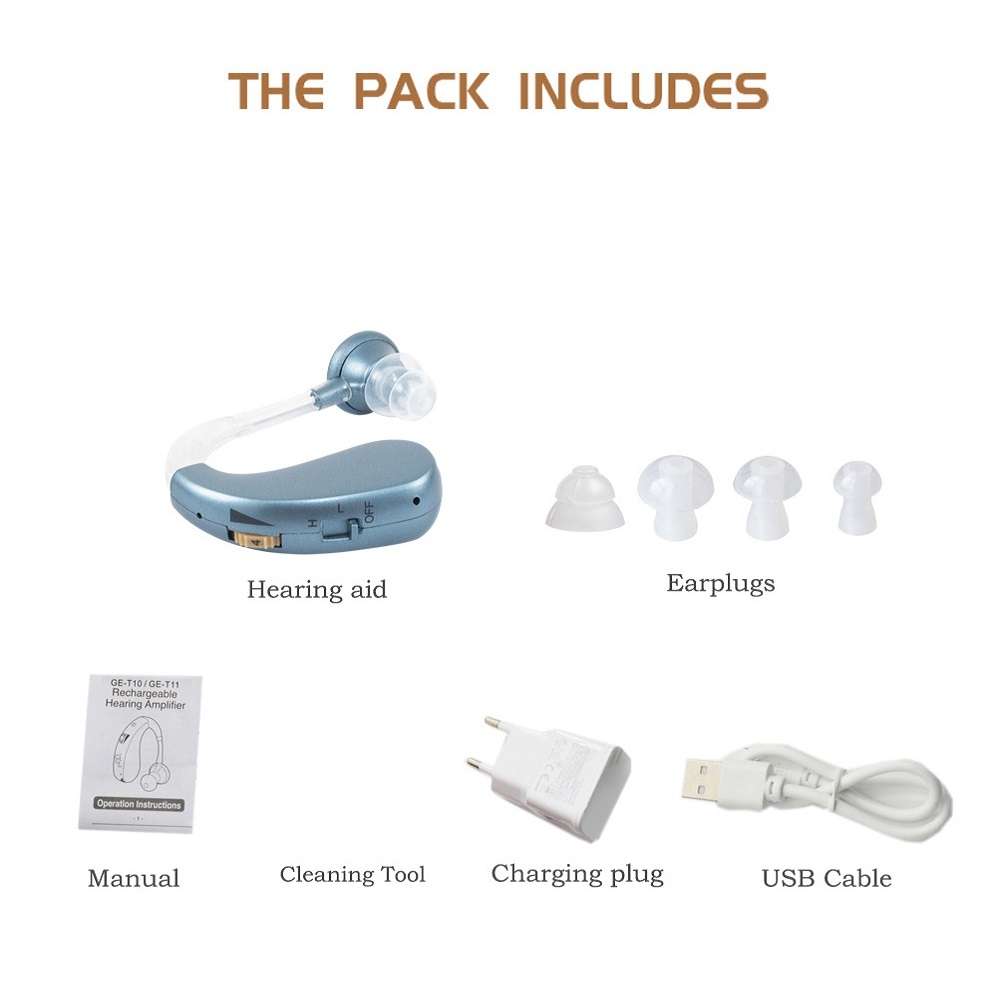 Hearing Aid Audiphones Sound Amplifier US Plug(Blue)