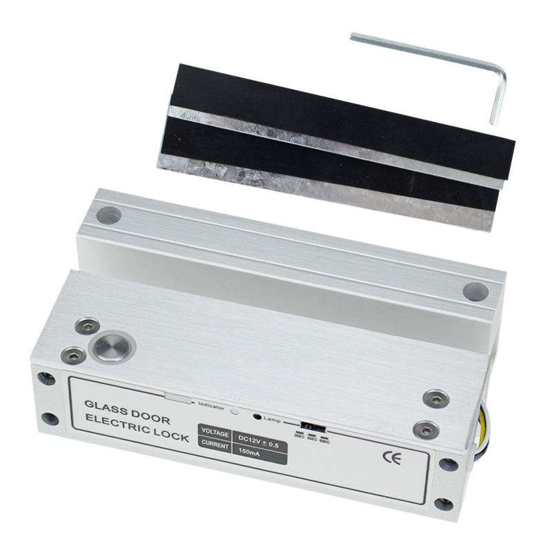 Top And Bottom Frameless Glass Door Aluminum Alloy Electric Mortise Lock(Left)
