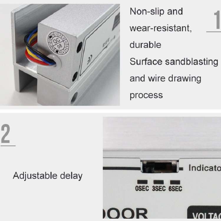 Top And Bottom Frameless Glass Door Aluminum Alloy Electric Mortise Lock(Left)