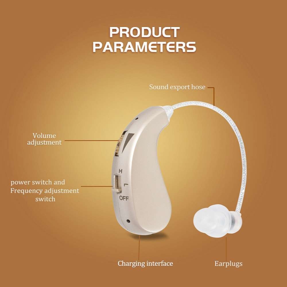 Portable Rechargeable Invisible Hearing Aid US Plug(Gold)