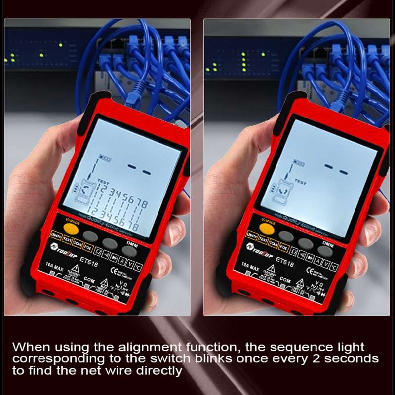 ET616 Rechargeable Adjustable Network Cable Tester Wire Tracker POE Cable Tester (Red)