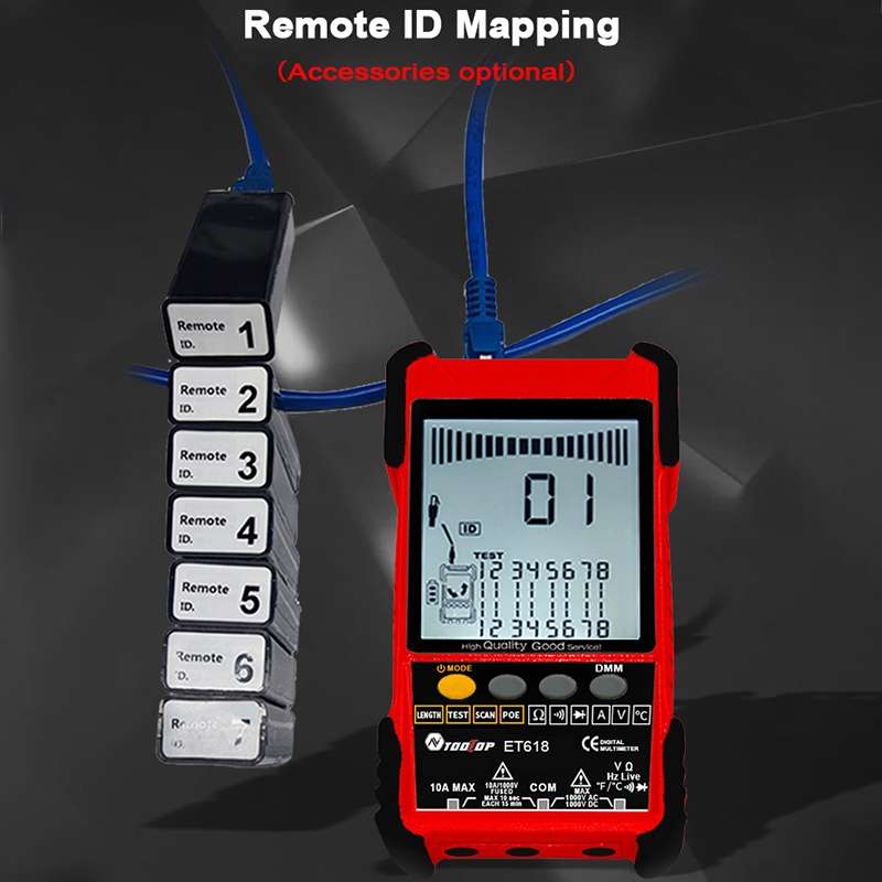ET616 Rechargeable Adjustable Network Cable Tester Wire Tracker POE Cable Tester (Red)