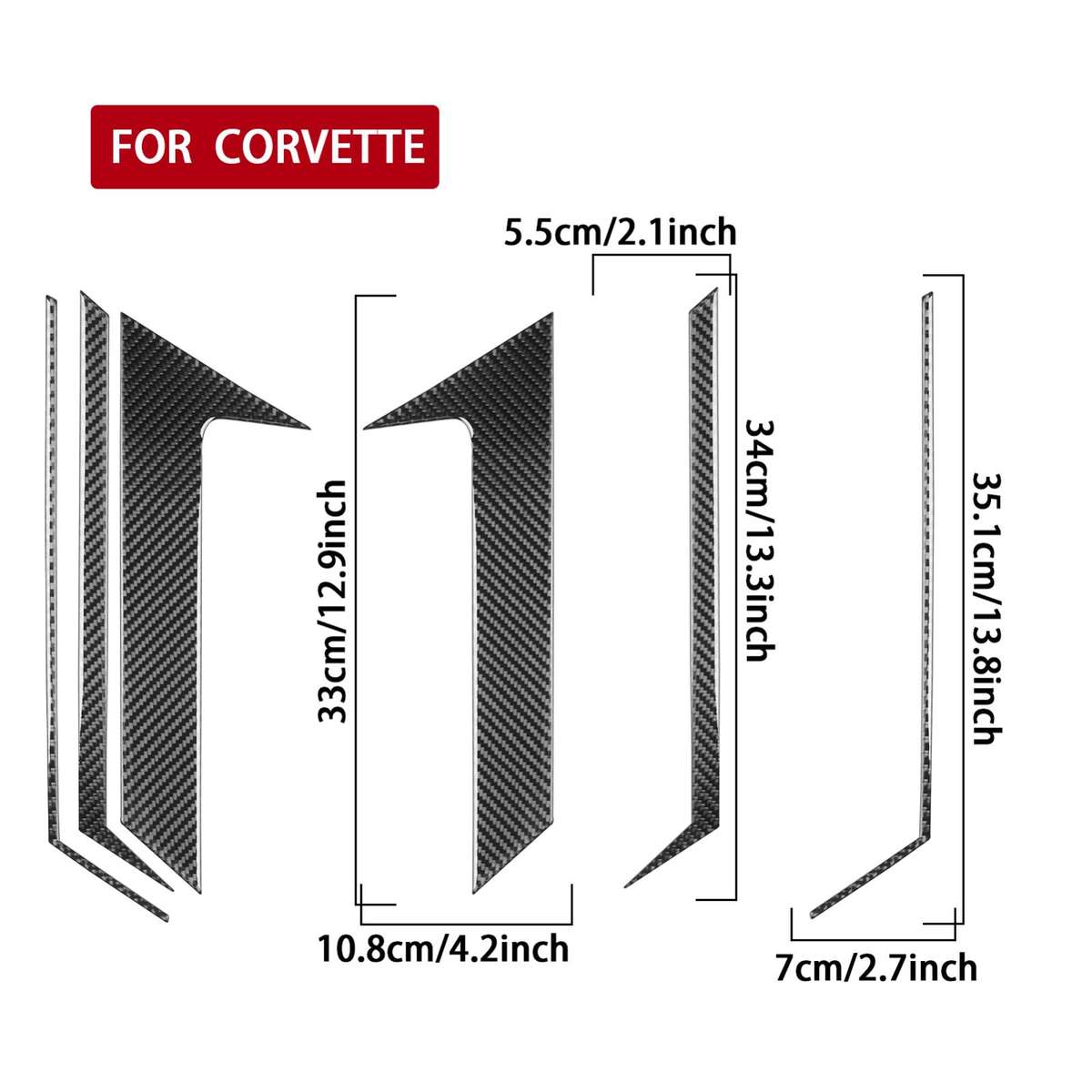 For Chevrolet Corvette C8 6pcs /Set Roof Camera Frame Sticker(Black)