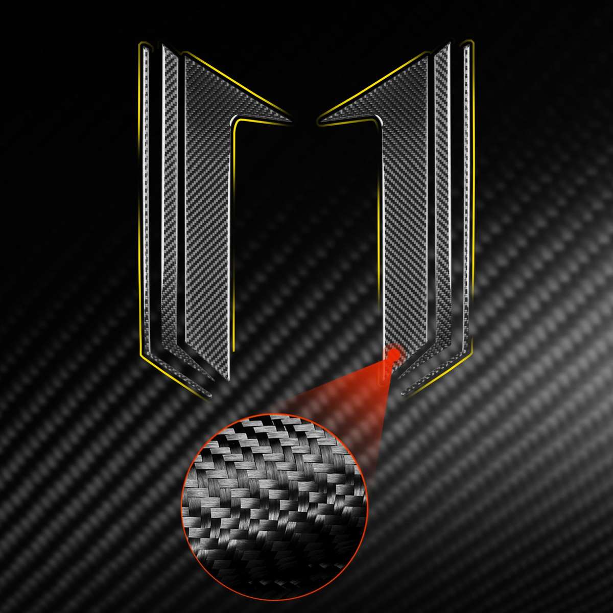 For Chevrolet Corvette C8 6pcs /Set Roof Camera Frame Sticker(Black)