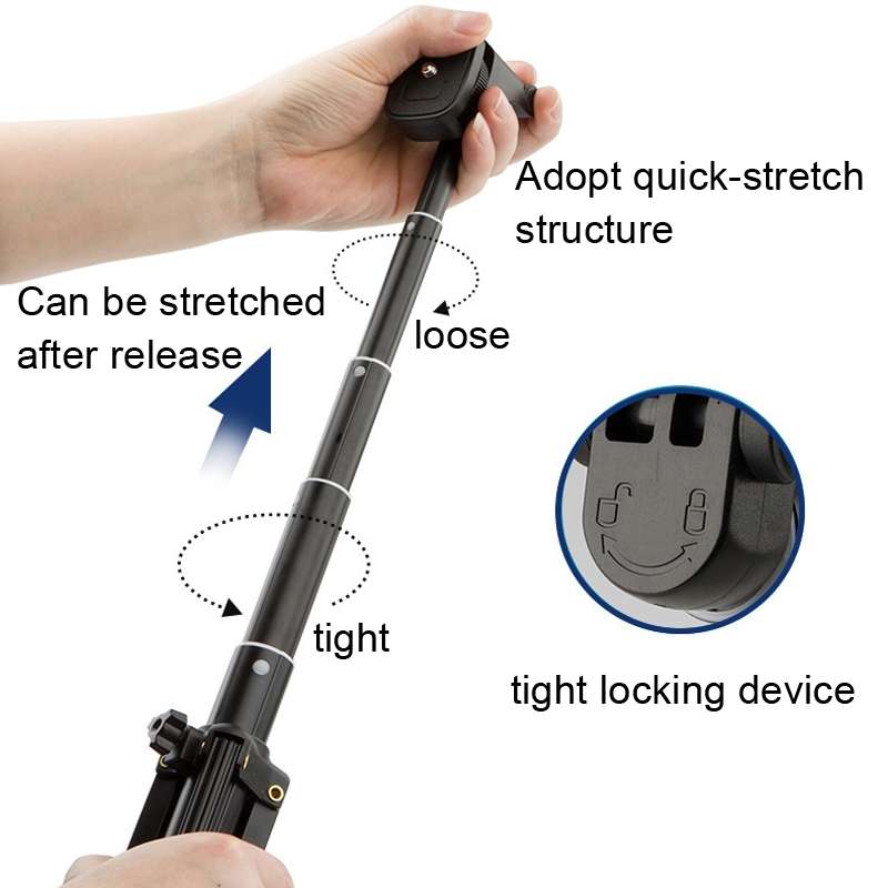 YUNTENG 1688 Selfie Stick Tripod Bluetooth Remote Control Camera Stand(Black)