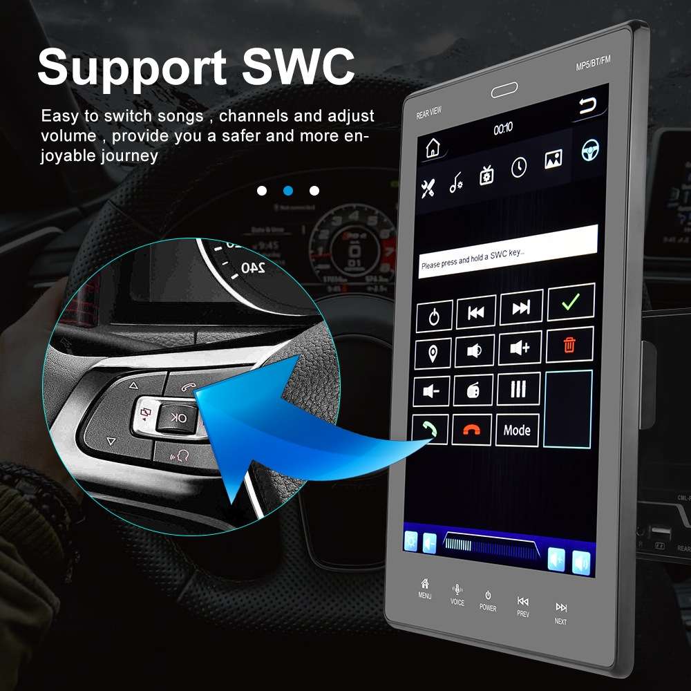 9520C Double Spindle 9.5 inch Vertical Screen Car MP5 Player, Style: Standard+4 Light Camera