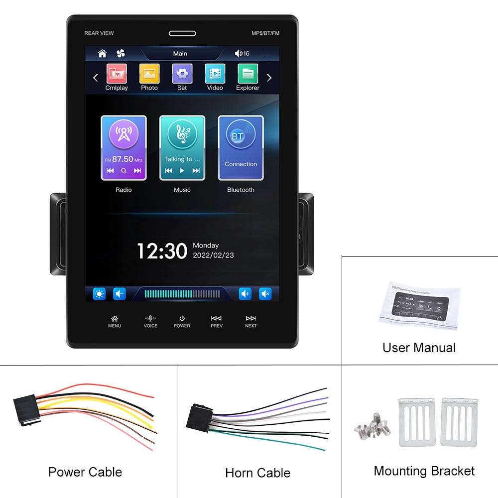 C800 9.5 Inch MP5 Single Butt Carplay Player, Style: Standard