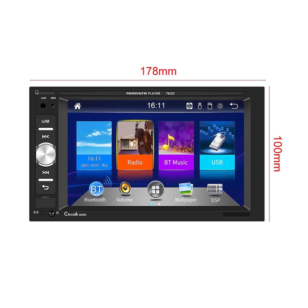 7622C 6.2 inch Dual Spindle HD Car Universal MP5 Carplay Player, Style: Standard+12 Light Camera