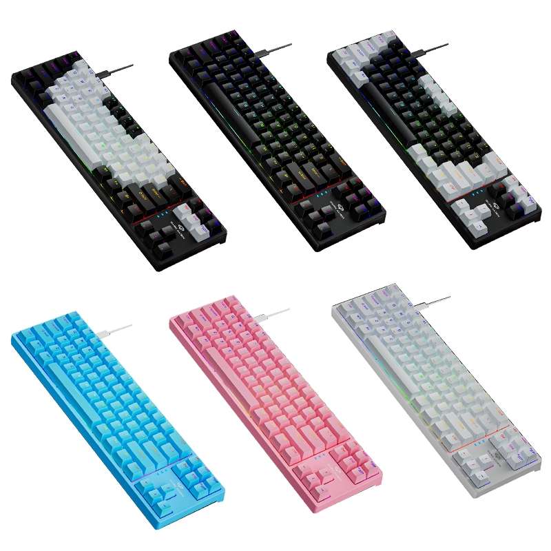 Dark Alien K710 71 Keys Glowing Game Wired Keyboard, Cable Length: 1.8m, Color: Pink Green Shaft