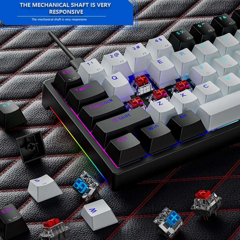 Dark Alien K710 71 Keys Glowing Game Wired Keyboard, Cable Length: 1.8m, Color: Pink Green Shaft