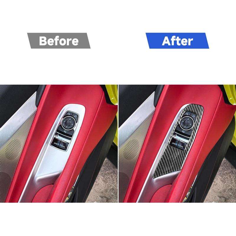 For Chevrolet Corvette C8 2pcs /Set Left-Hand Drive Lift Button Decorative Sticker(Black)