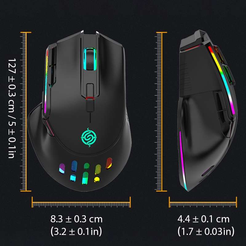 K-Snake BM520 9-button 3200DPI 2.4G RGB Wireless Dual-mode Gaming Mouse(Black)