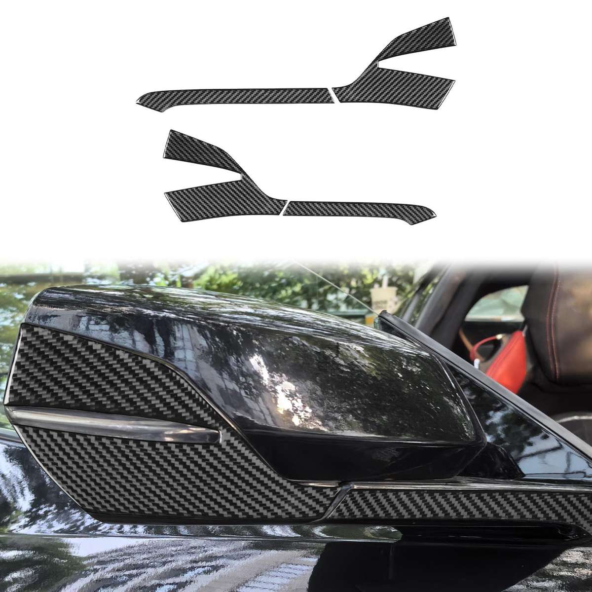 For Chevrolet Corvette C8 4pcs /Set Right-Hand Drive Rearview Mirror Anti-Scratch Sticker(Black)