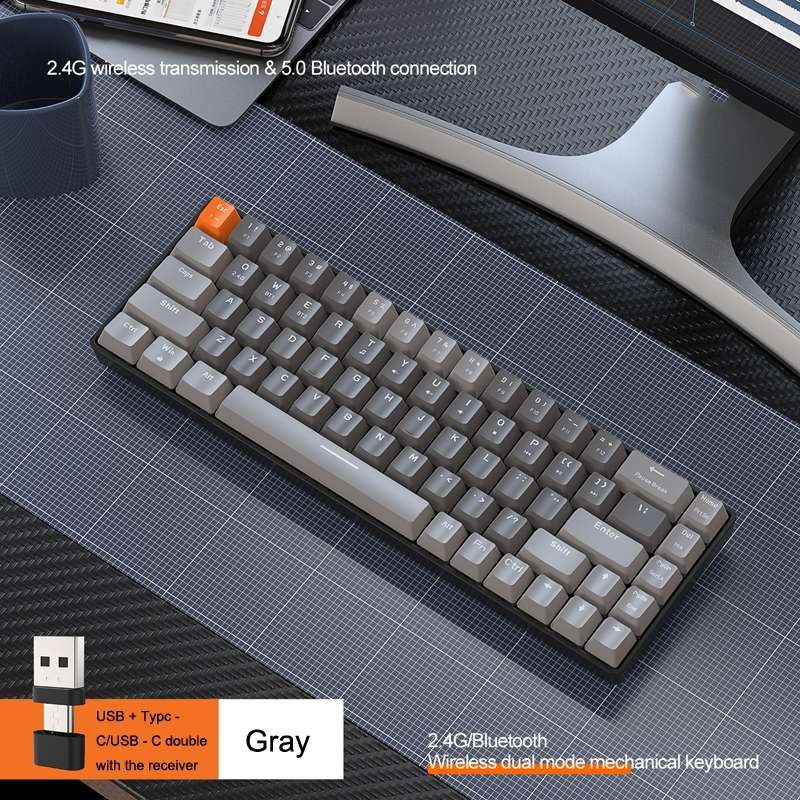ZIYOU LANG K68 68 Keys Bluetooth Wireless Dual Model Mechanical Keyboard, Style: Green Shaft Version
