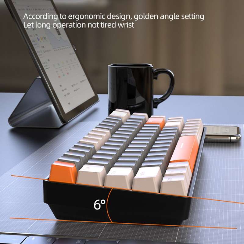ZIYOU LANG K68 68 Keys Bluetooth Wireless Dual Model Mechanical Keyboard, Style: Green Shaft Version