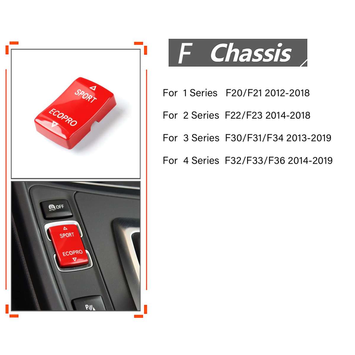 For BMW 1234 Series F Chassis Gear Mode Switch Button(Red)
