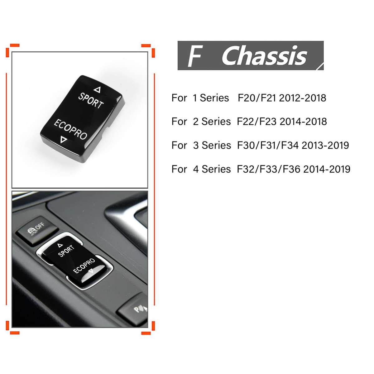 For BMW 1234 Series F Chassis Gear Mode Switch Button(Red)