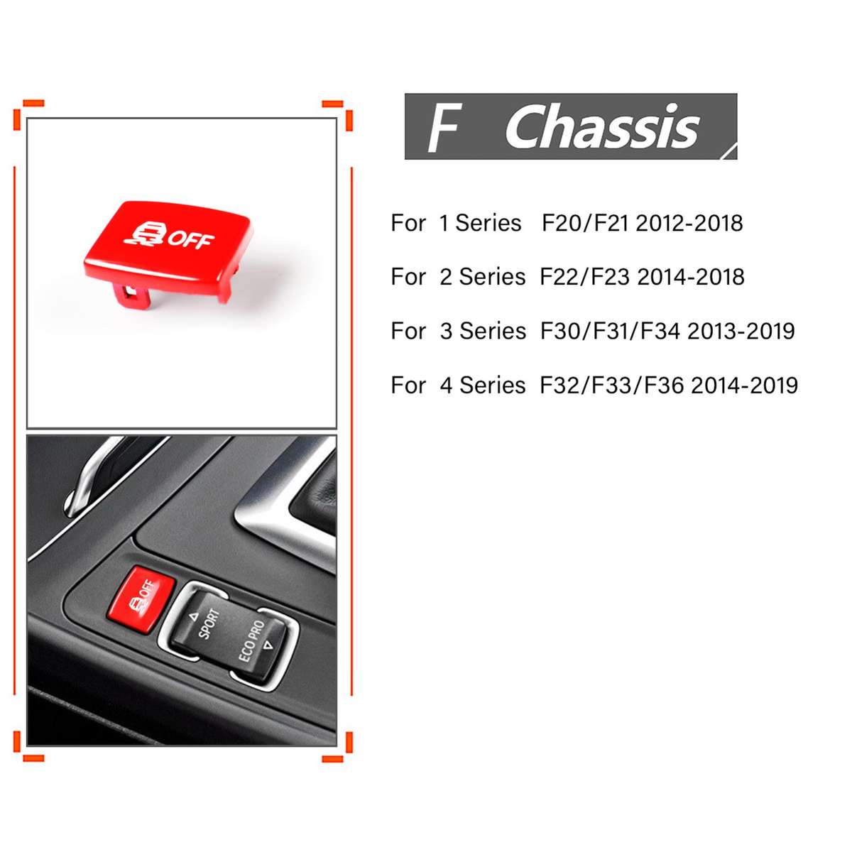 For BMW 1234 Series F Chassis Gear Shift ESP Anti-slip Button(Red)