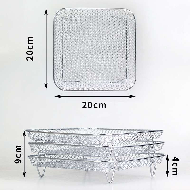Air Fryer Accessories Three-Layer Steam Rack Stackable Dehydration Rack(Square)
