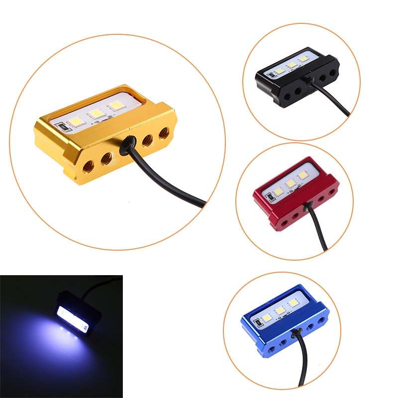 MK-114 2pcs Plane Frame CNC Aluminum Alloy LED Taillights Motorcycle License Plate Light(Red)