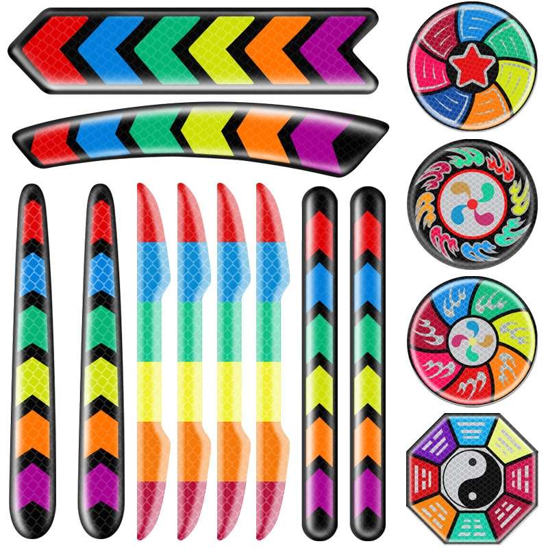 6pcs /Set Car Door Anti-Collision Scrape And Rearview Mirror Colorful Safety Warning Reflective St