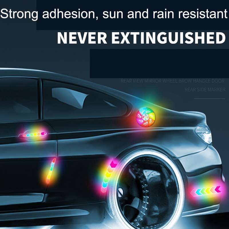 6pcs /Set Car Door Anti-Collision Scrape And Rearview Mirror Colorful Safety Warning Reflective St