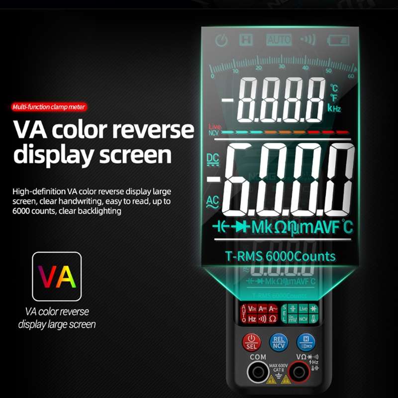 ANENG Large Screen Multi-Function Clamp Fully Automatic Smart Multimeter, Specification: ST212 Red D