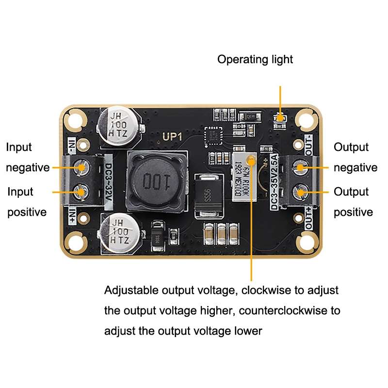 DC-DC Adjustable Step-Down Power Module 3V-32V To 3-36V 72W Stereotype Board(As Show)